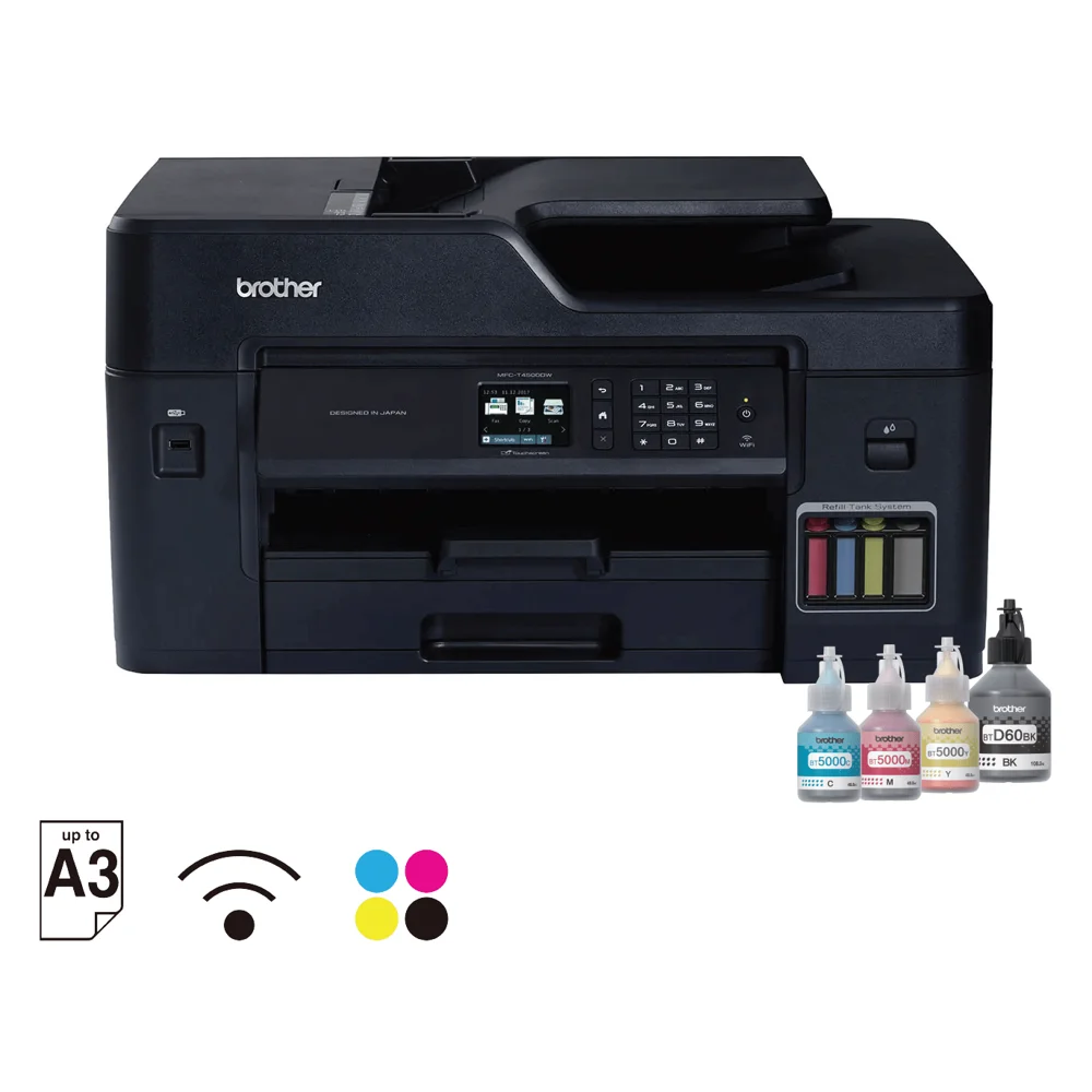 Máy in phun màu đa năng Brother MFC-T4500DW (In, Scan, Copy, Fax, in 2 mặt, ADF, LAN, Wi-Fi, khổ A3)