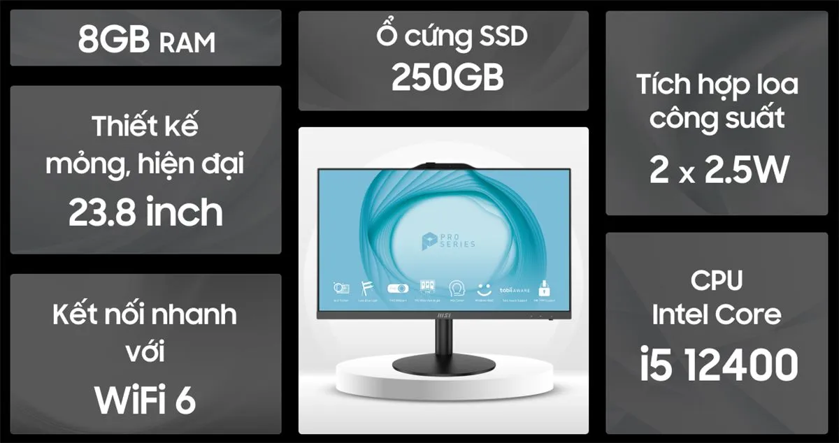 Máy tính All-in-One MSI Pro AP242 12M-213VN
