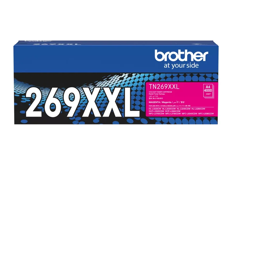 Hộp mực Brother TN269XXLM chính hãng – màu đỏ (Magenta), dung lượng rất cao (~4.000 trang)
