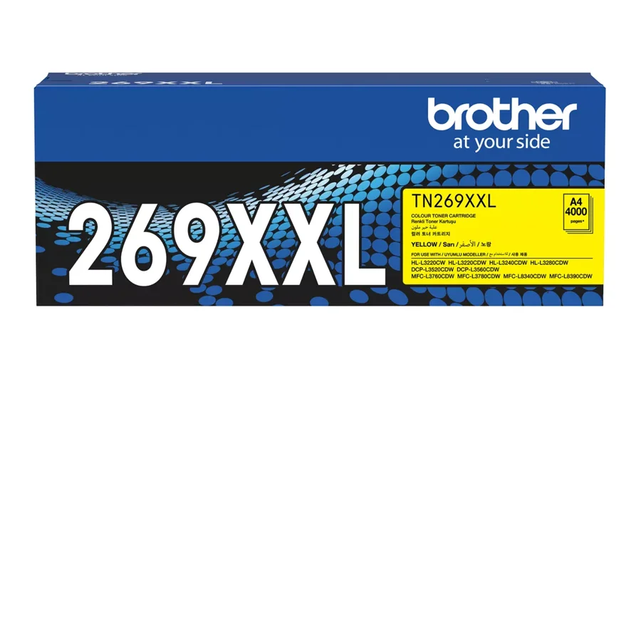 Hộp mực Brother TN269XXLY chính hãng – màu vàng (Yellow), dung lượng rất cao (~4.000 trang)