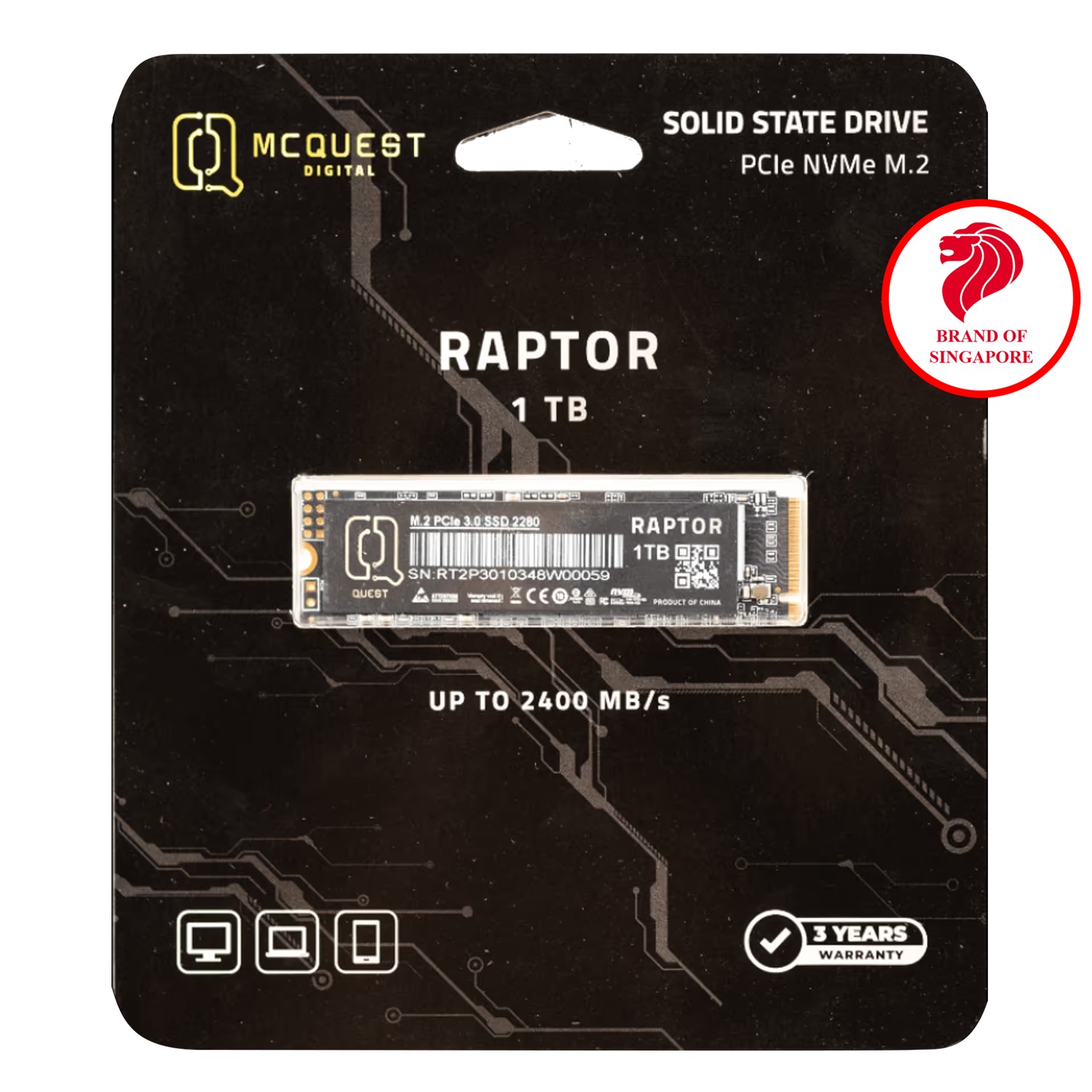 SSD QUEST Raptor 1TB NVMe PCIe Gen3 M.2