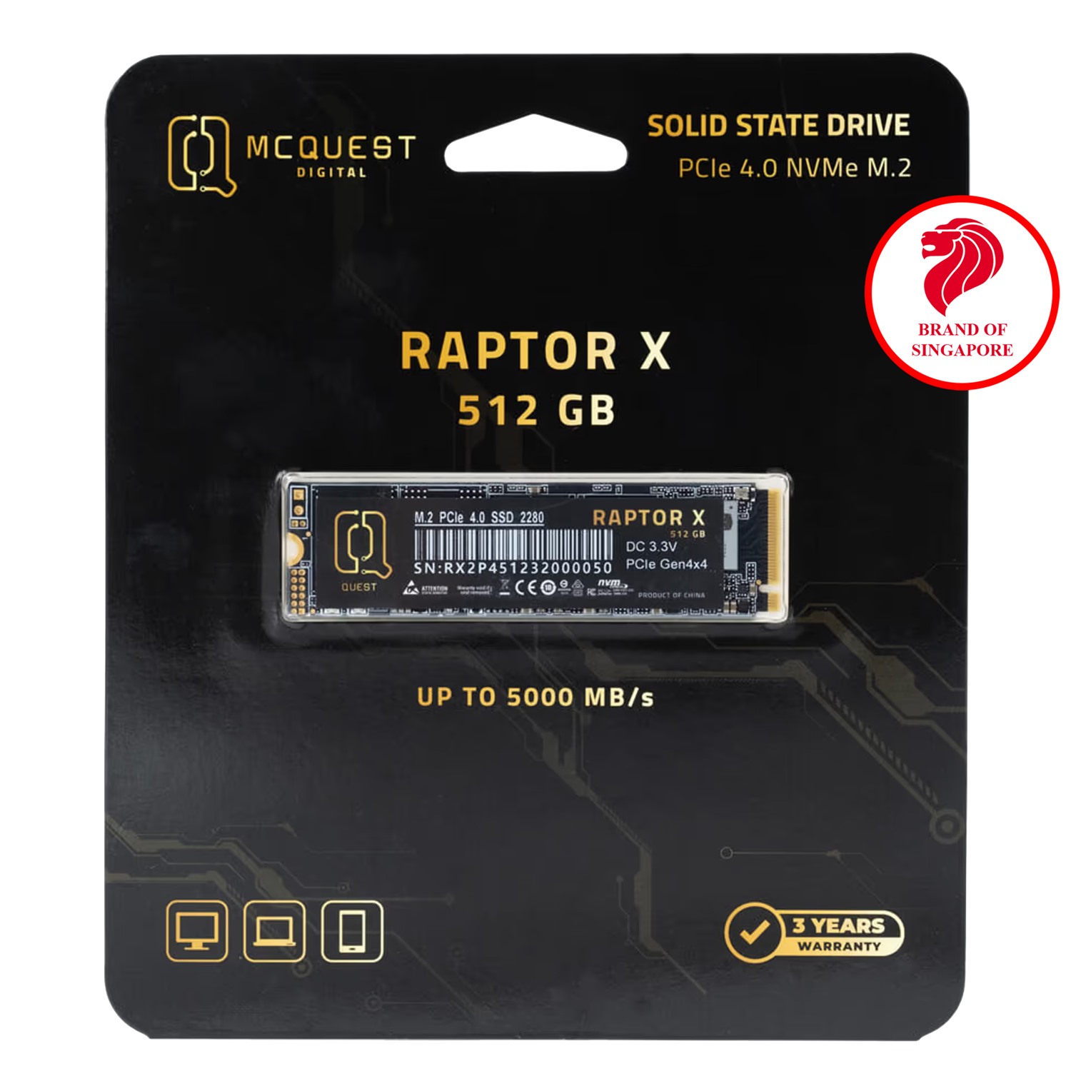 SSD QUEST Raptor X 512GB NVMe PCIe Gen4 M.2