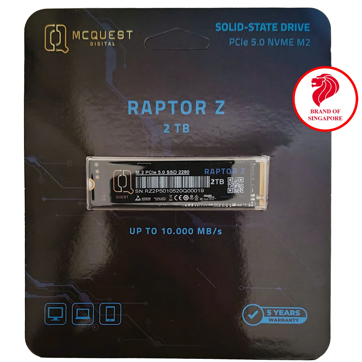 SSD QUEST Raptor Z 2TB NVMe PCIe Gen5 M.2