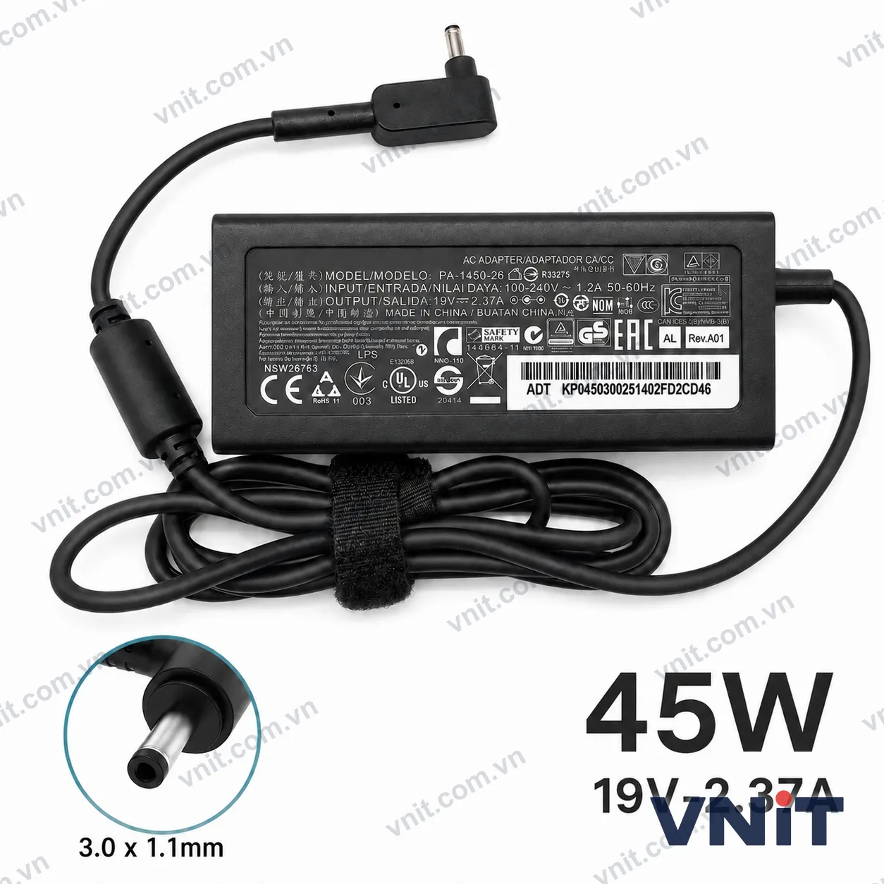 Sạc Acer 45W đầu 3.0x1.1mm (19.5V-2.37A)